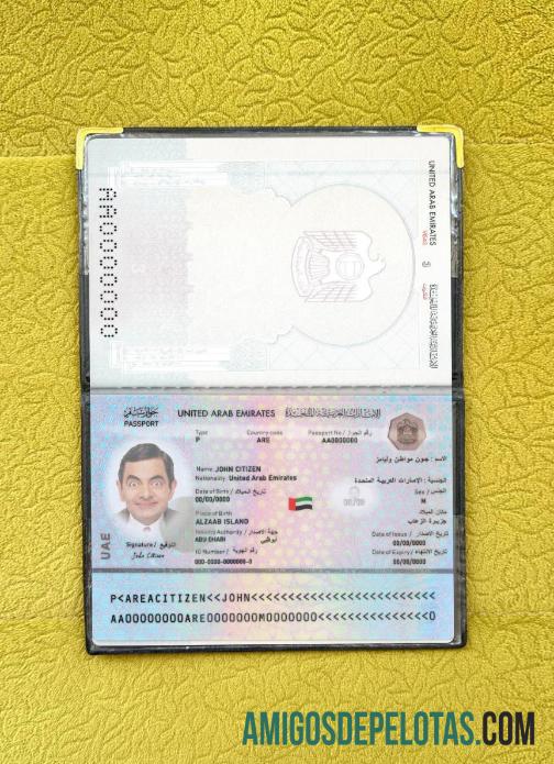 Passaporte dos Emirados Árabes Unidos 2022 Presente Photolook modelo